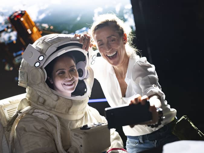 Behind the scenes of a space-themed video production with Sunday Treat.